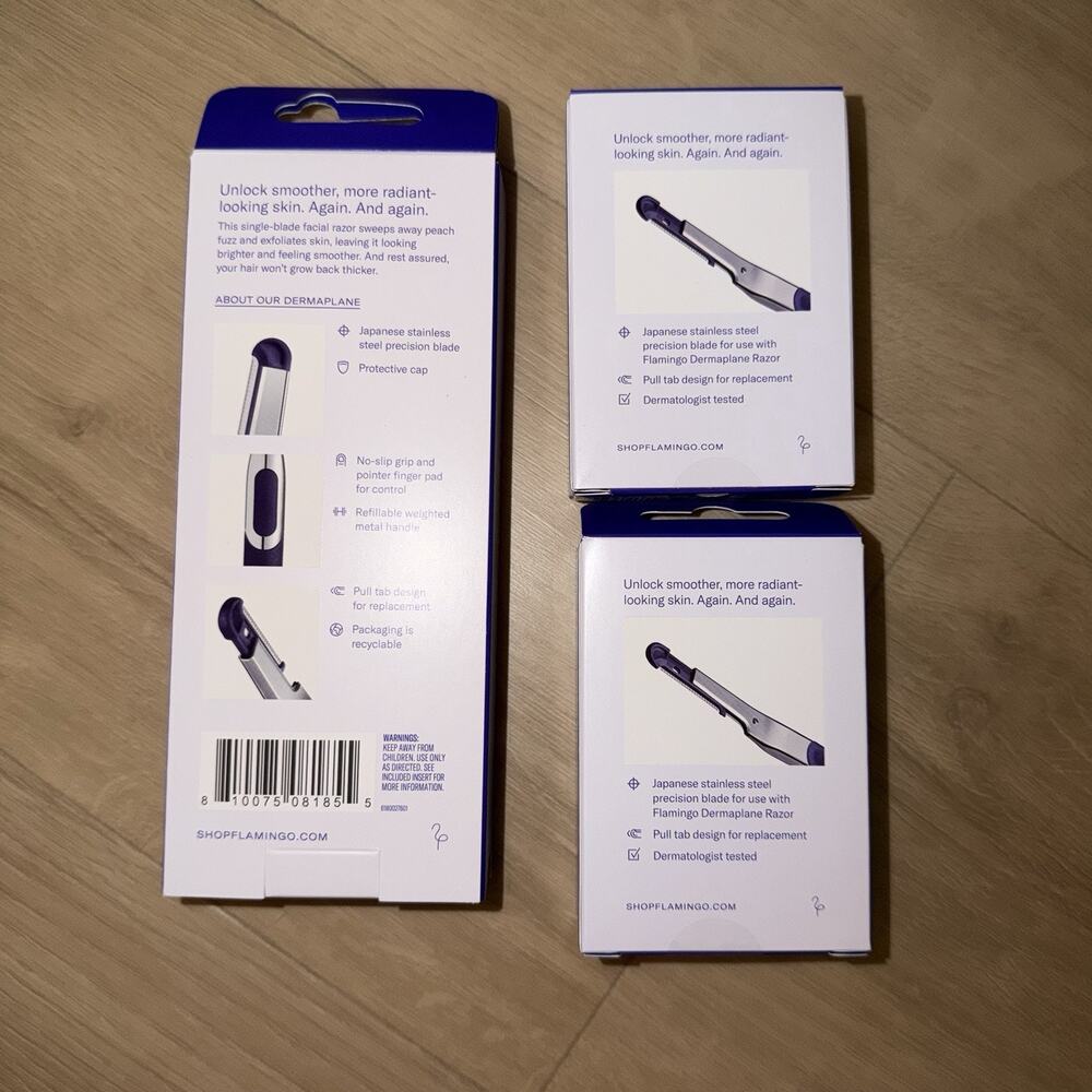 Flamingo Dermaplane Razor Handle + 14 Replacement Cartridges Bundle New - Picture 2 of 2